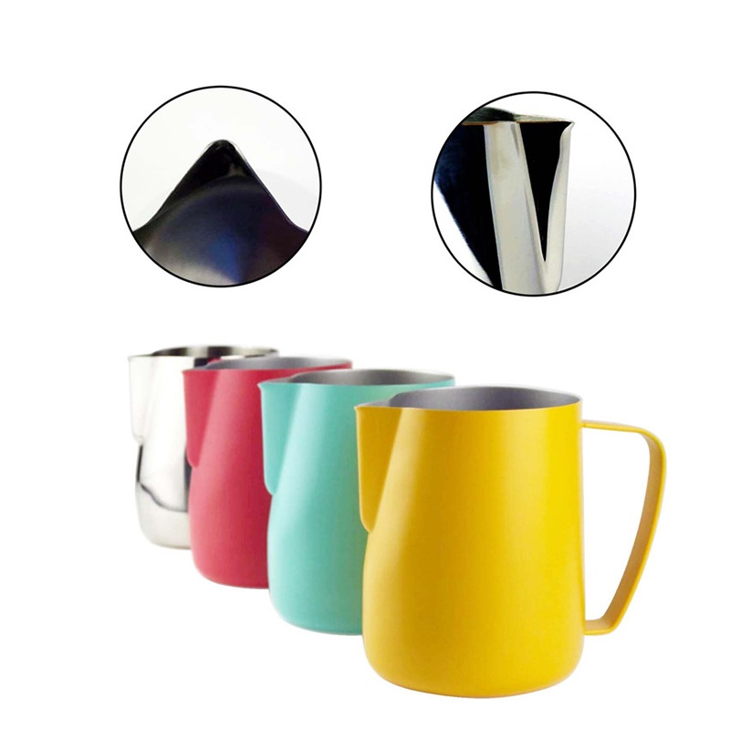 Milk Steaming Pitcher - Stainless Steel Latte Coffee Milk Jug