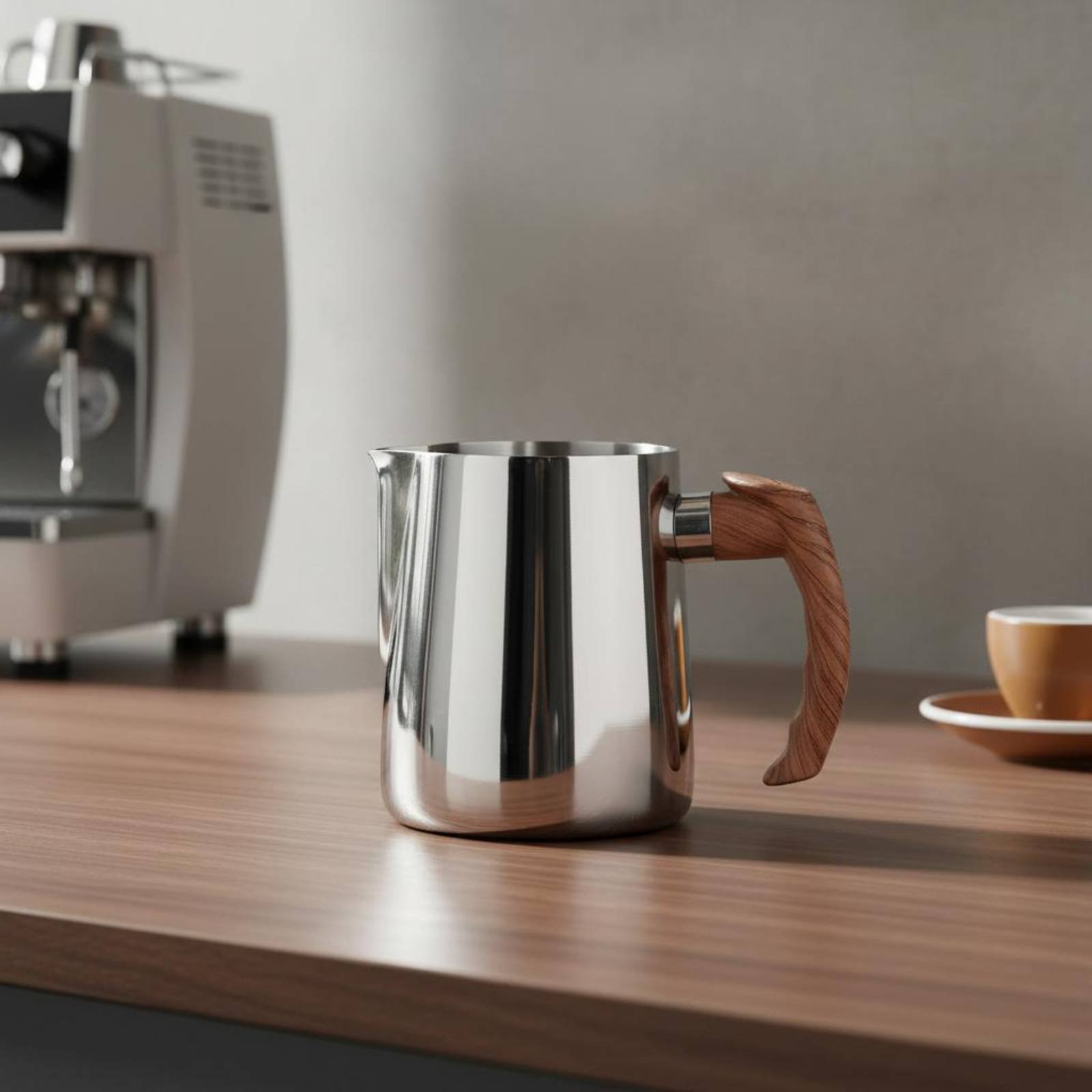Latte Art Jug with Wooden Hand - огляд і ціна Milk Steaming Pitcher